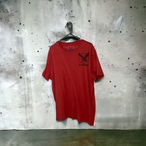EUC American Eagle Shirt Mens XL Red Orange Cotton Outdoors Pullover Mens